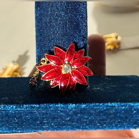 Vintage Poinsetta Necklace and Earring Set - Picture 7 of 7